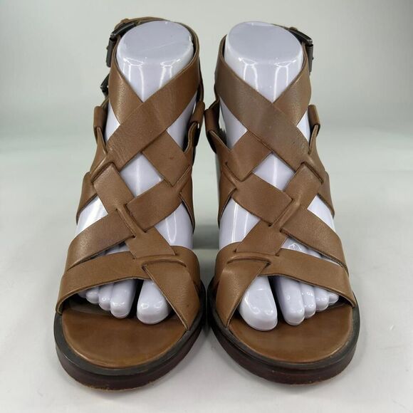 ASH Women's Block-Heel Strappy Sandals US 7 Brown Leather Ankle Booties - Picture 2 of 10